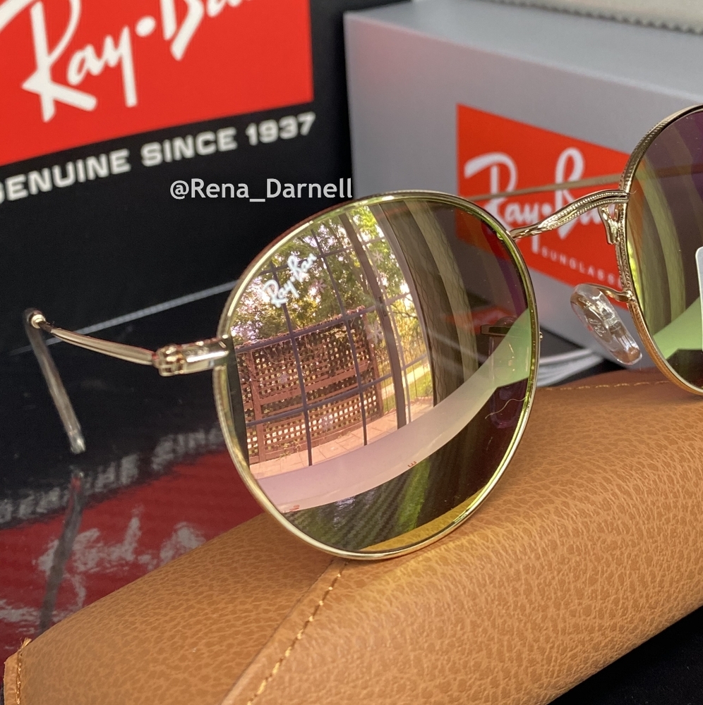 Ray-Ban Pink Round Metal RB3447 New - Picture 6 of 16